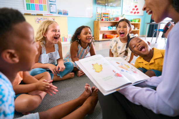 Happy students in classroom